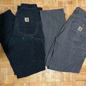 2 Carhartt Men's Cargo Pants in Black and Gray